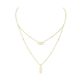 0.32ctw Two-Row Yellow Gold Diamond Necklace