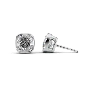 1 CTW Bezel Stud Earrings Set With Cushion Lab Diamonds