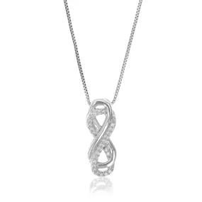 1/10 cttw Lab Grown Round Cut Diamond Infinity Pendant Necklace .925 Sterling Silver 1/10 Inch With 18 Inch Chain