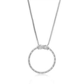 1/12 cttw Lab Grown Diamond Circle Pendant Necklace For Women .925 Sterling Silver 2/3 Inch With 18 Inch Chain