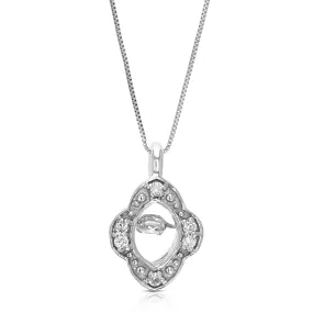 1/12 cttw Lab Grown Diamond Marquise Pendant Necklace .925 Sterling Silver 1/4 Inch with 18 Inch Chain,, Size 2/5 Inch