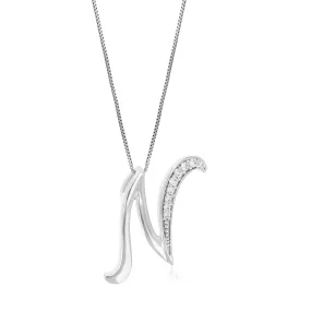 1/12 cttw Round 9 Stones Lab Grown Diamond Pendant Necklace .925 Sterling Silver 2/5 Inch With 18 Inch Chain