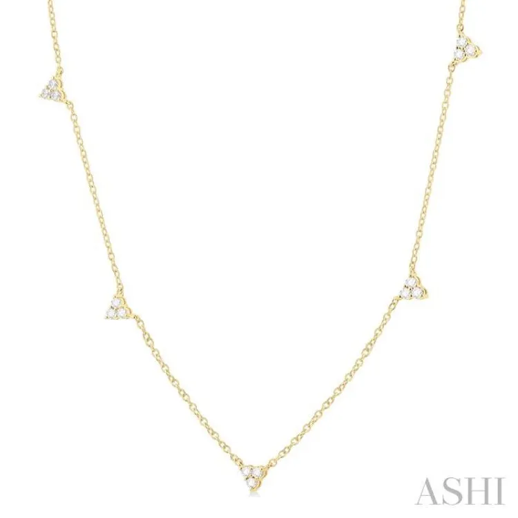 1/2 Ctw Trio Round Cut Diamond Station Necklace in 14K Yellow Gold