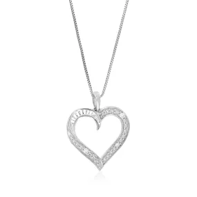 1/20 cttw Round Cut 3 Stones Lab Grown Diamond Heart Pendant Necklace .925 Sterling Silver 1 Inch With 18 Inch Chain