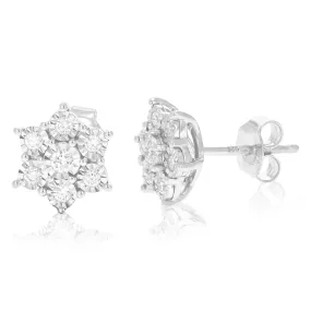 1/3 cttw Lab Grown Diamond Stud Earrings for Her Round Cut and Prong Set .925 Sterling Silver