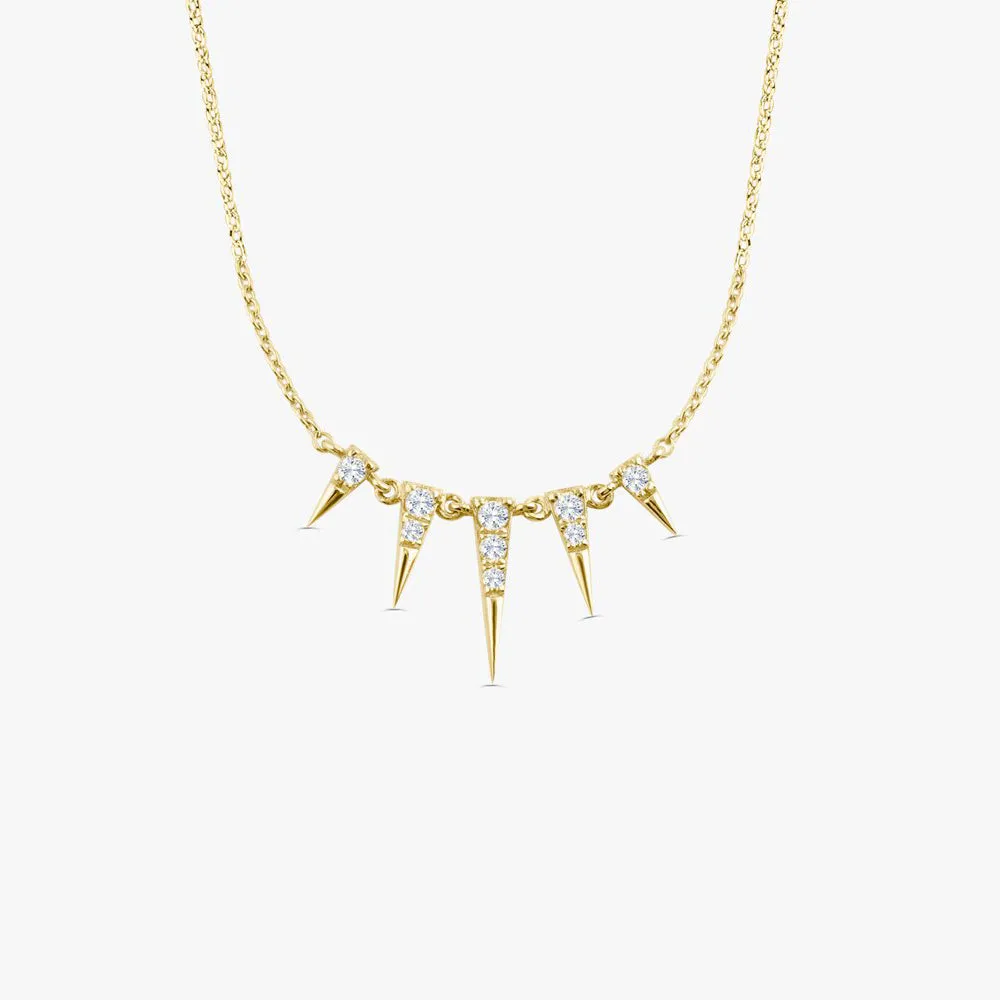 14K Gold Diamond Spike Necklace