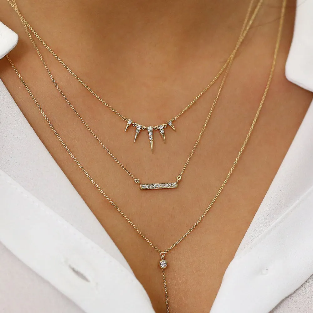 14K Gold Diamond Spike Necklace