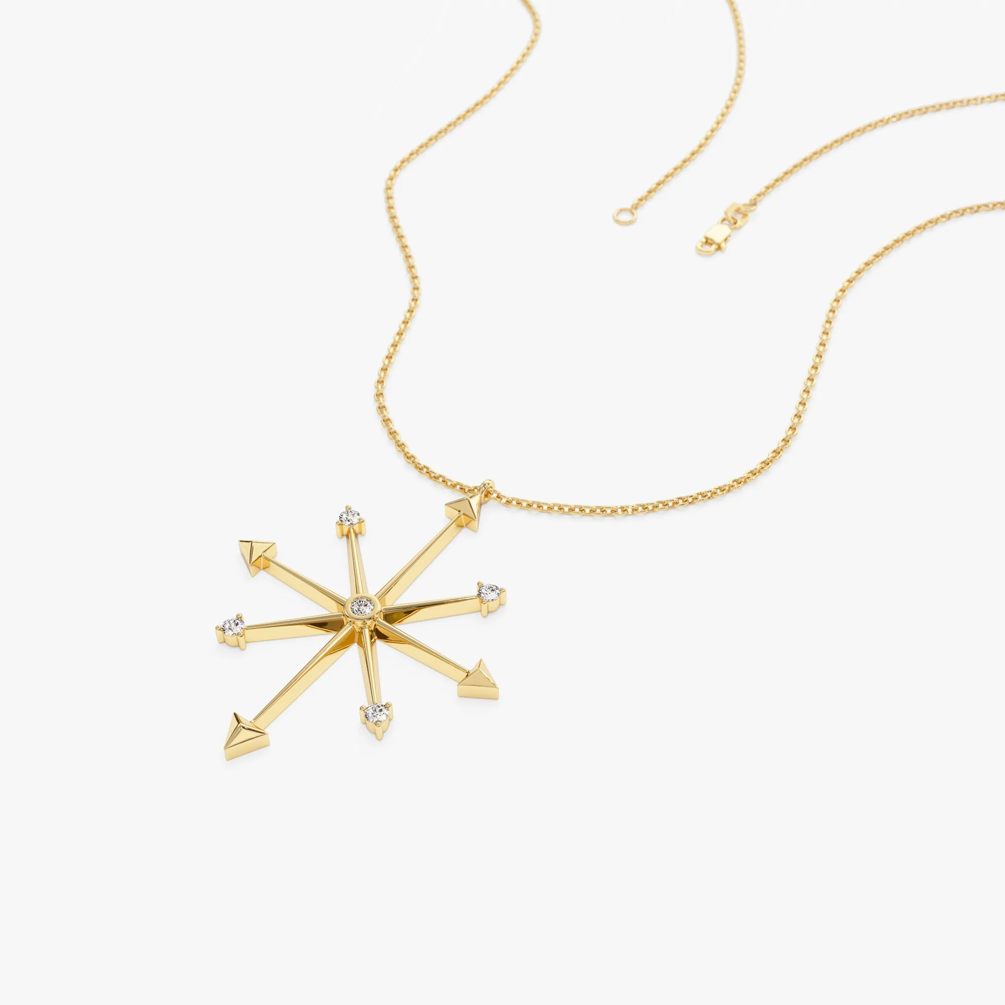 14k Layering Diamond Compass Charm Necklace