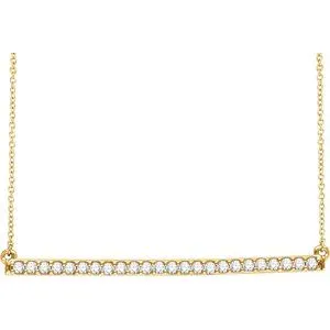 14K White 1/3 CTW Natural Diamond Bar 16-18" Necklace