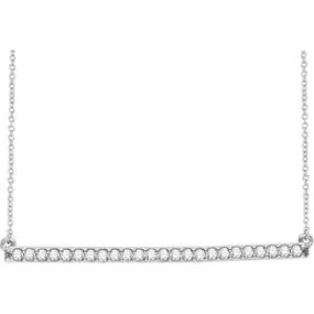 14K White 1/3 CTW Natural Diamond Bar 16-18" Necklace