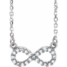 14K White 1/8 CTW Natural Diamond Infinity 16 1/2" Necklace