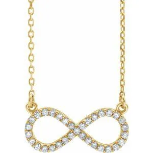 14K White 1/8 CTW Natural Diamond Infinity 16 1/2" Necklace