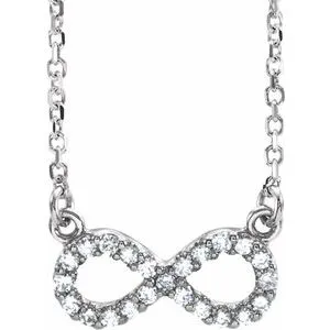 14K White 1/8 CTW Natural Diamond Infinity 16 1/2" Necklace