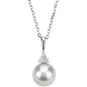 14K White Cultured White Freshwater Pearl & .06 CTW Natural Diamond 18" Necklace