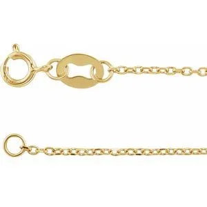 14K Yellow 1 mm Diamond-Cut Cable 18" Chain