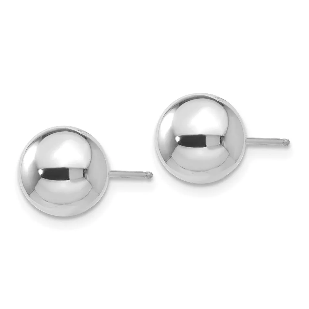 14KT White Gold 8MM Ball Stud Earrings