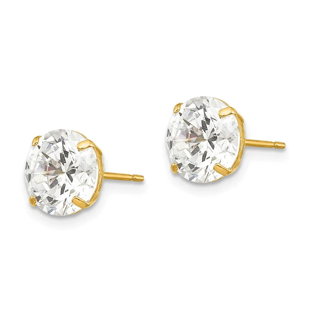 14KT Yellow Gold Cubic Zirconia 9MM 9MM Stud Earrings