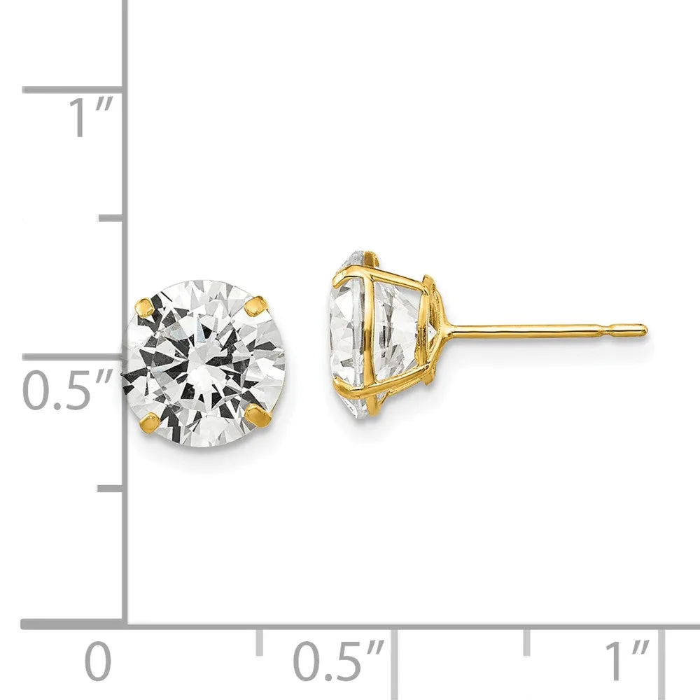 14KT Yellow Gold Cubic Zirconia 9MM 9MM Stud Earrings