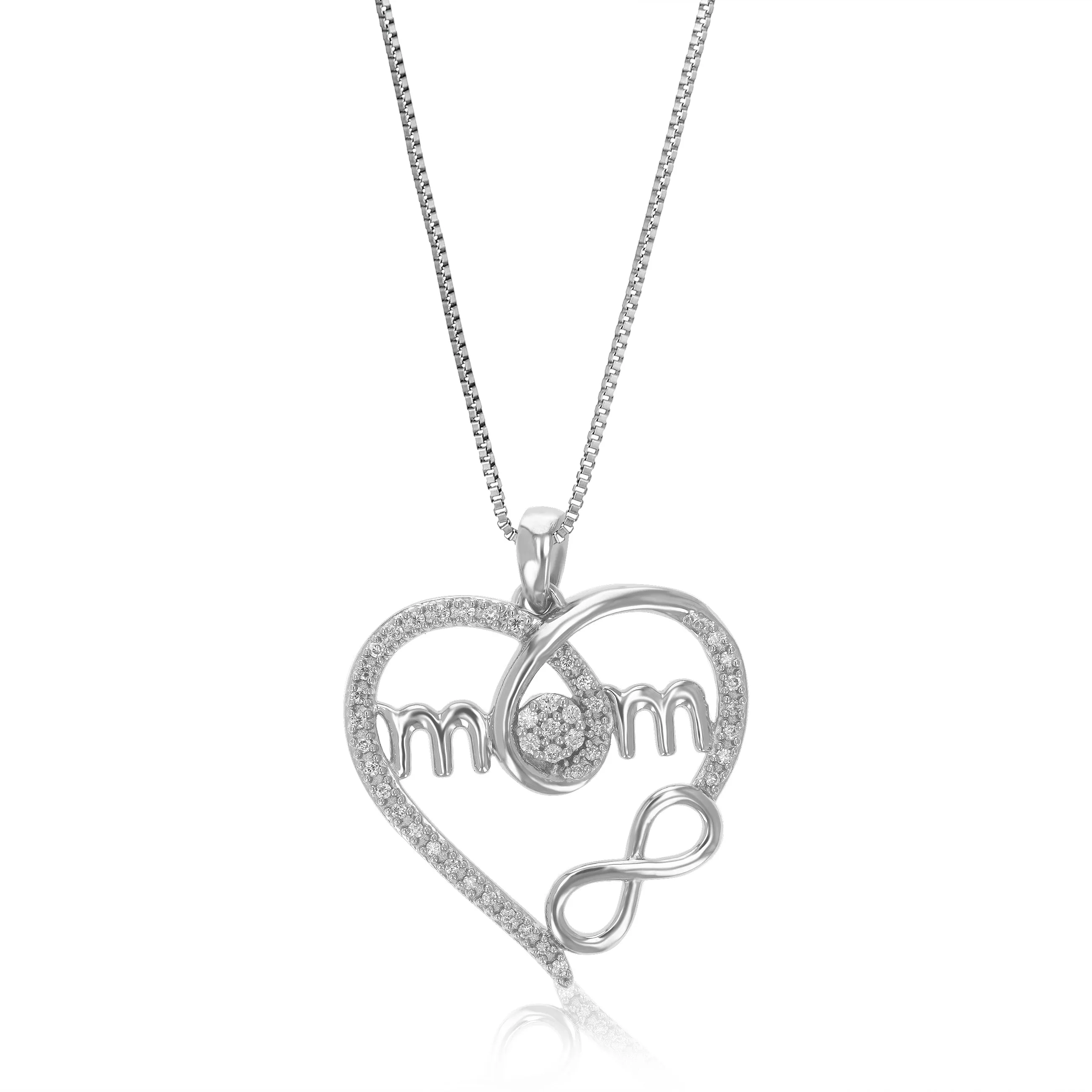 1/6 cttw Lab Grown Diamond Heart Pendant Necklace .925 Sterling Silver 3/4 Inch With 18 Inch Chain