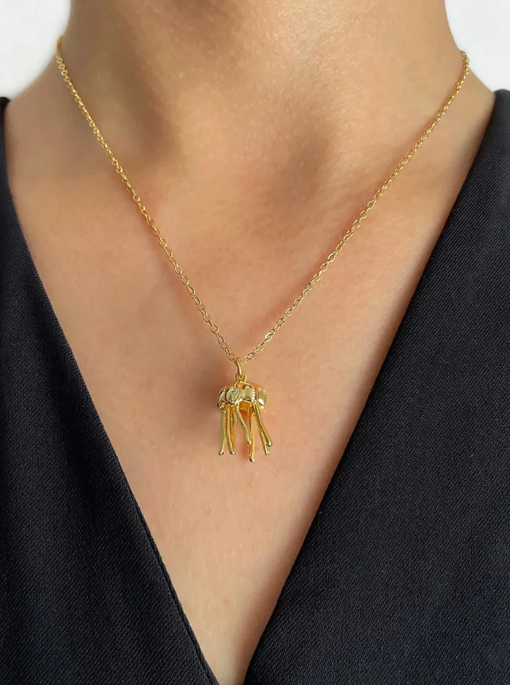 18K Gold Plated Jellyfish Octopus Pearl Necklace