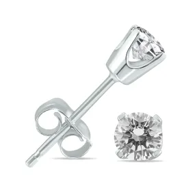 5/8 Carat Tw Diamond Studs In 14K White Gold Push Back Settings