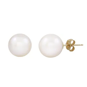 6MM Round Pearl Stud Earrings in 14KT Yellow Gold