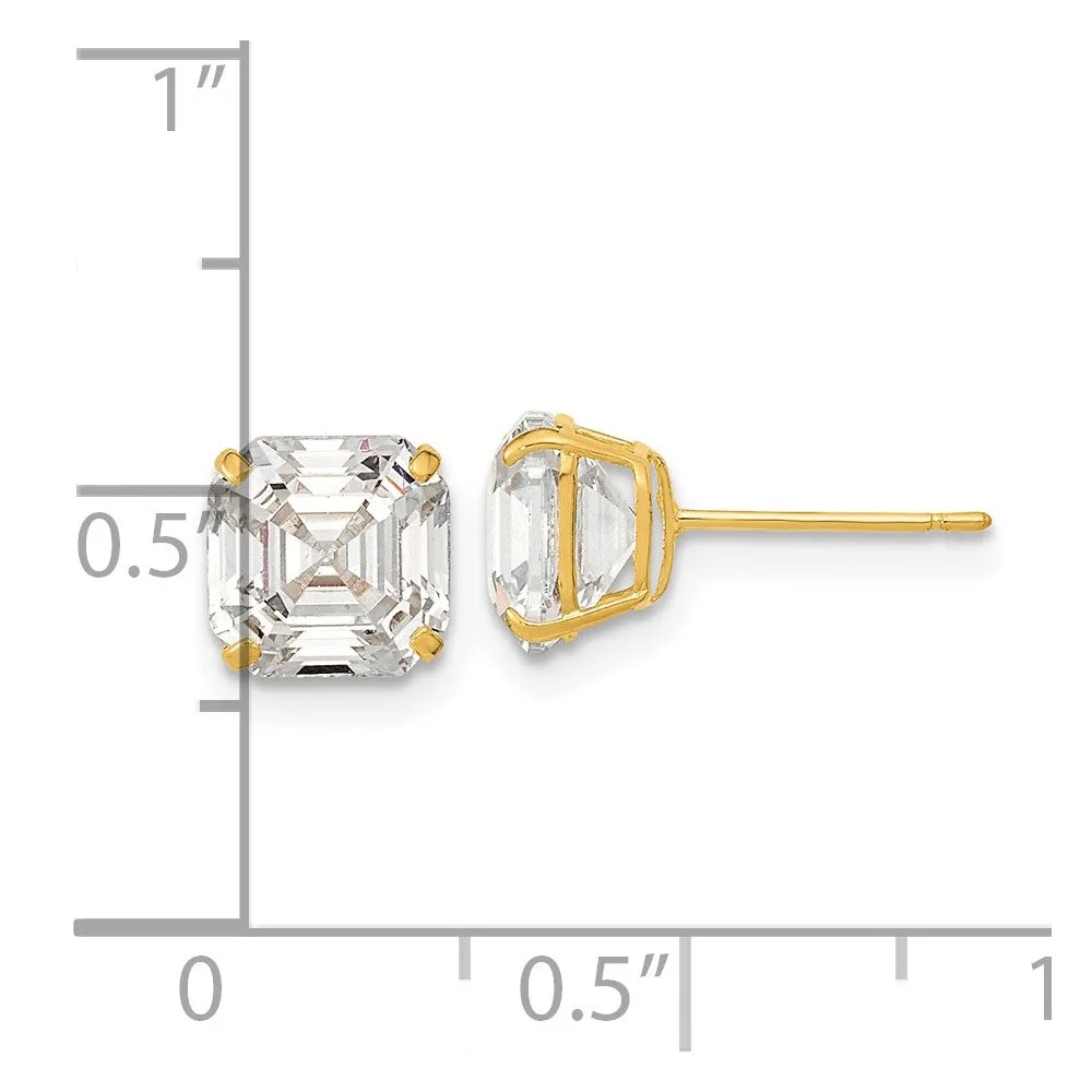 7MM Ascher Cubic Zirconia Stud Earrings in 14KT Yellow Gold