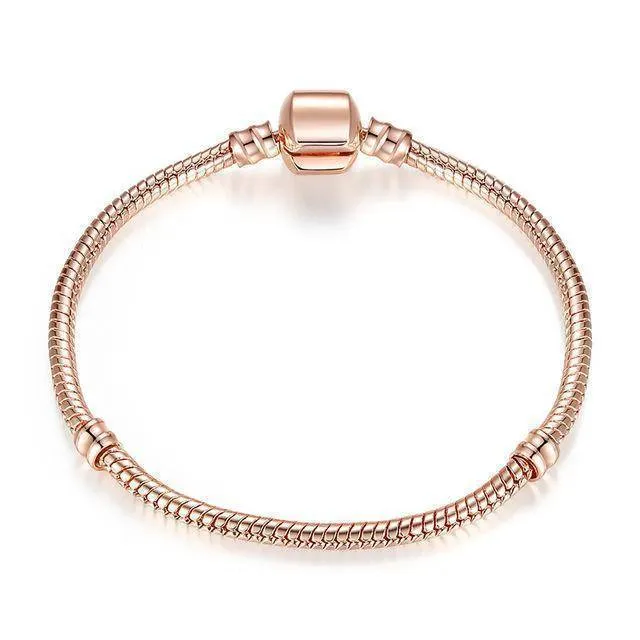 8 Sizes, Rose Gold Color & Silver Snake Chain Bracelets DIY Bracelet 16CM-23CM