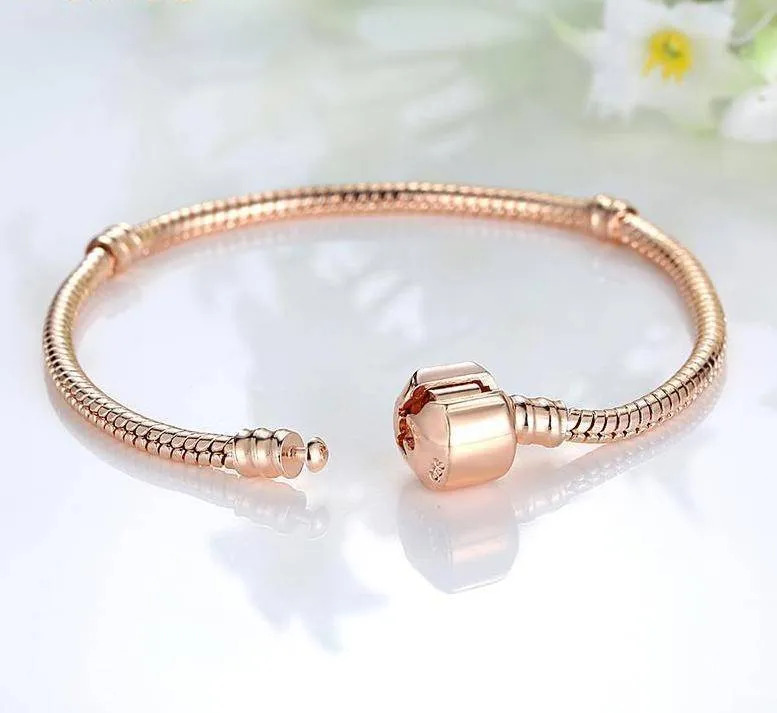 8 Sizes, Rose Gold Color & Silver Snake Chain Bracelets DIY Bracelet 16CM-23CM