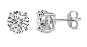 925 Sterling Silver CZ Stud Earrings - 7mm AAAA 