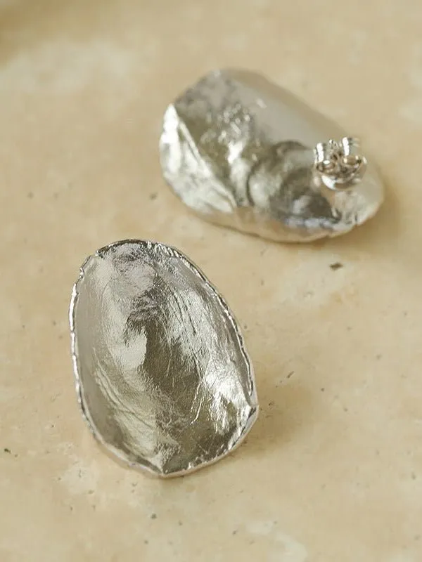 925 Sterling Silver Handmade Hammered Texture Earrings