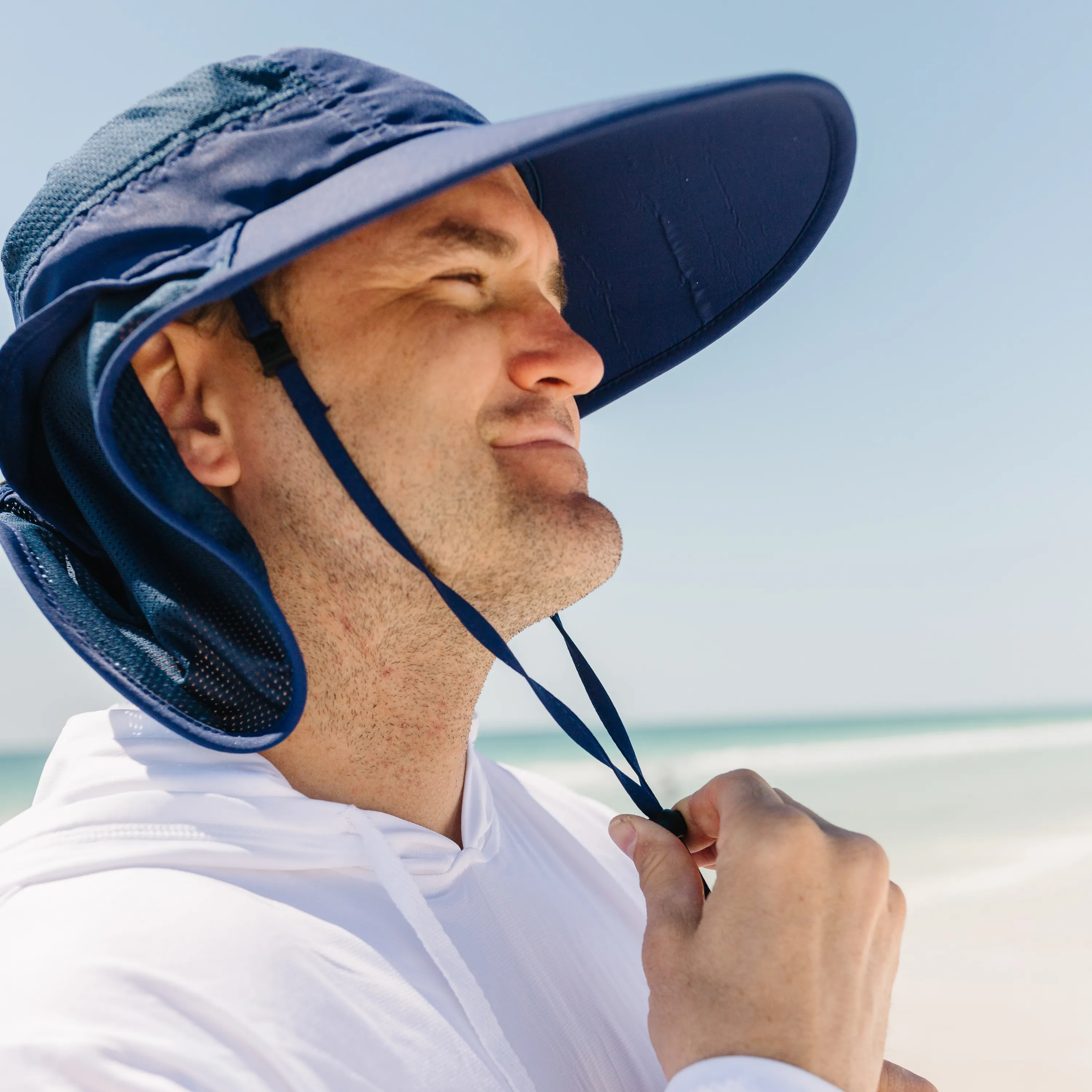 Adult Wide Brim   Flap Neck Sun Protective Adventure Hat | Navy