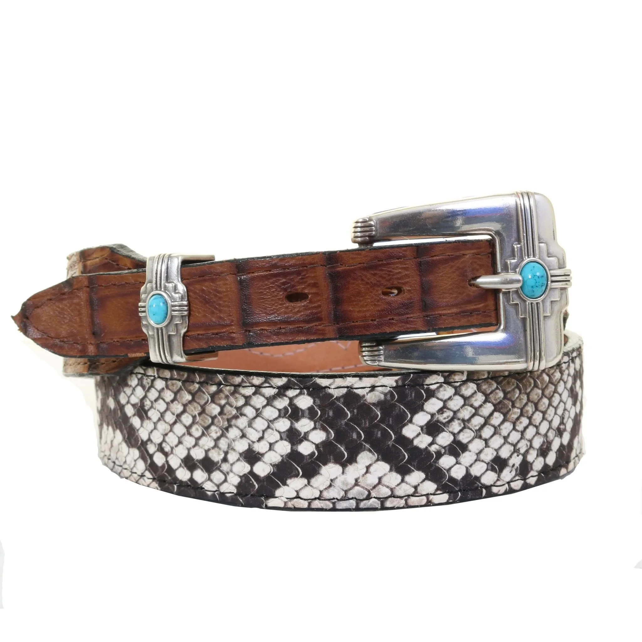 B1185 - Cobra Snake and Cognac Gator Belt