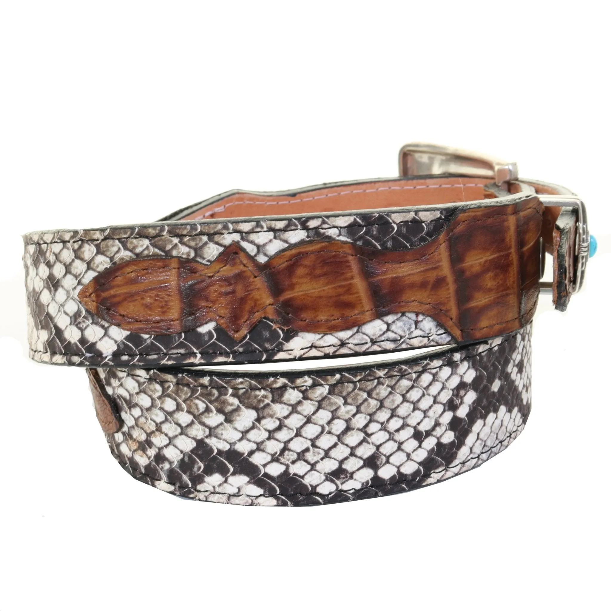 B1185 - Cobra Snake and Cognac Gator Belt