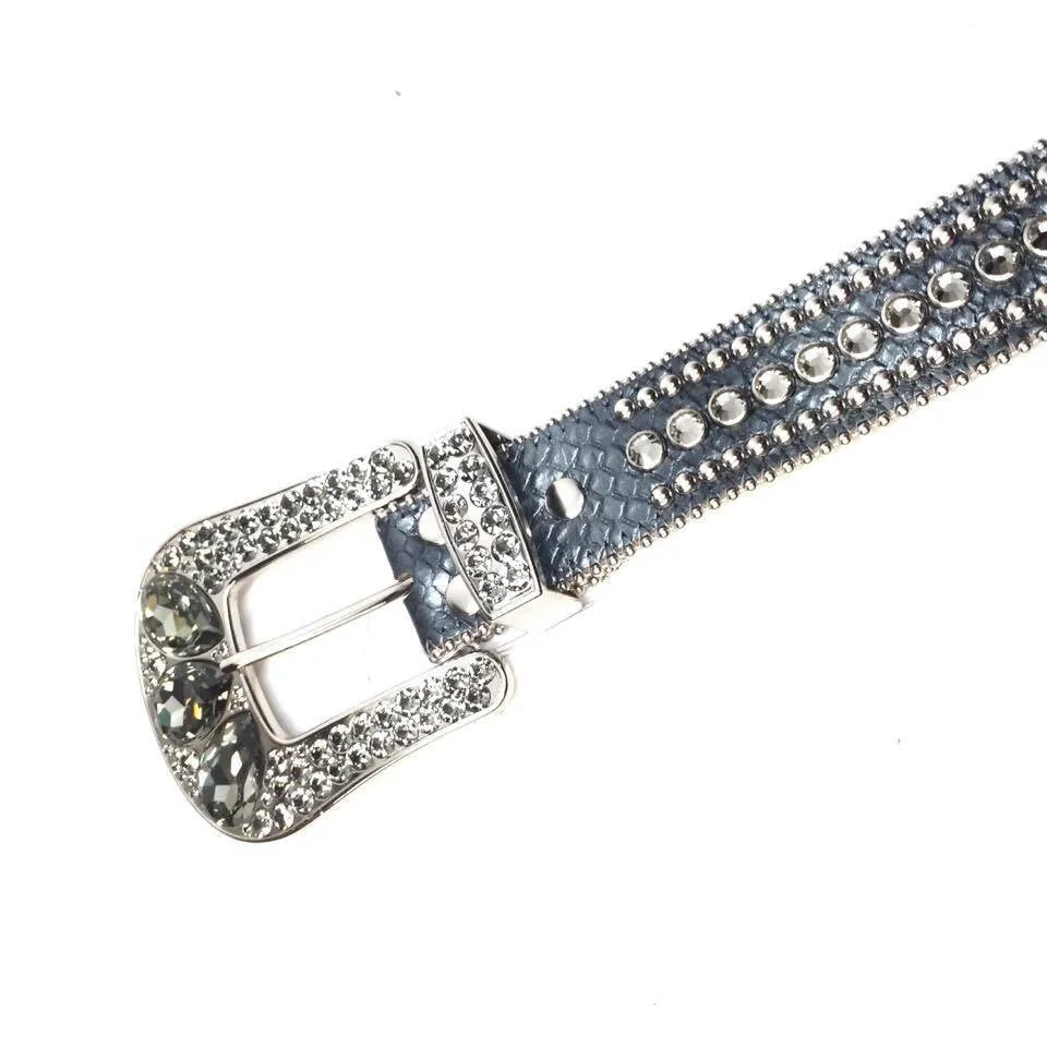 b.b. Simon 6089-J20 Sky Blue Python Crystal Belt