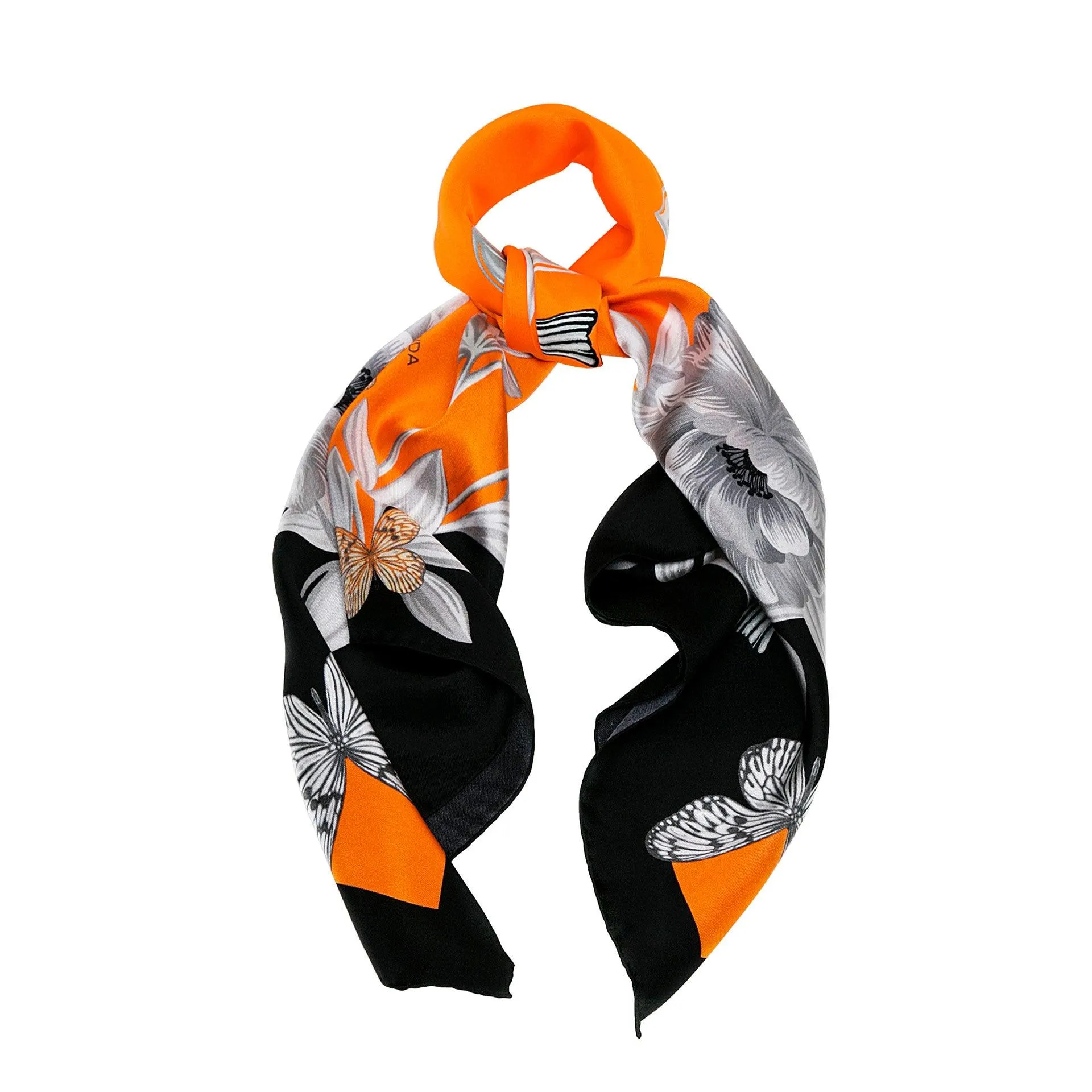 British Rose Garden Silk Scarf Orange