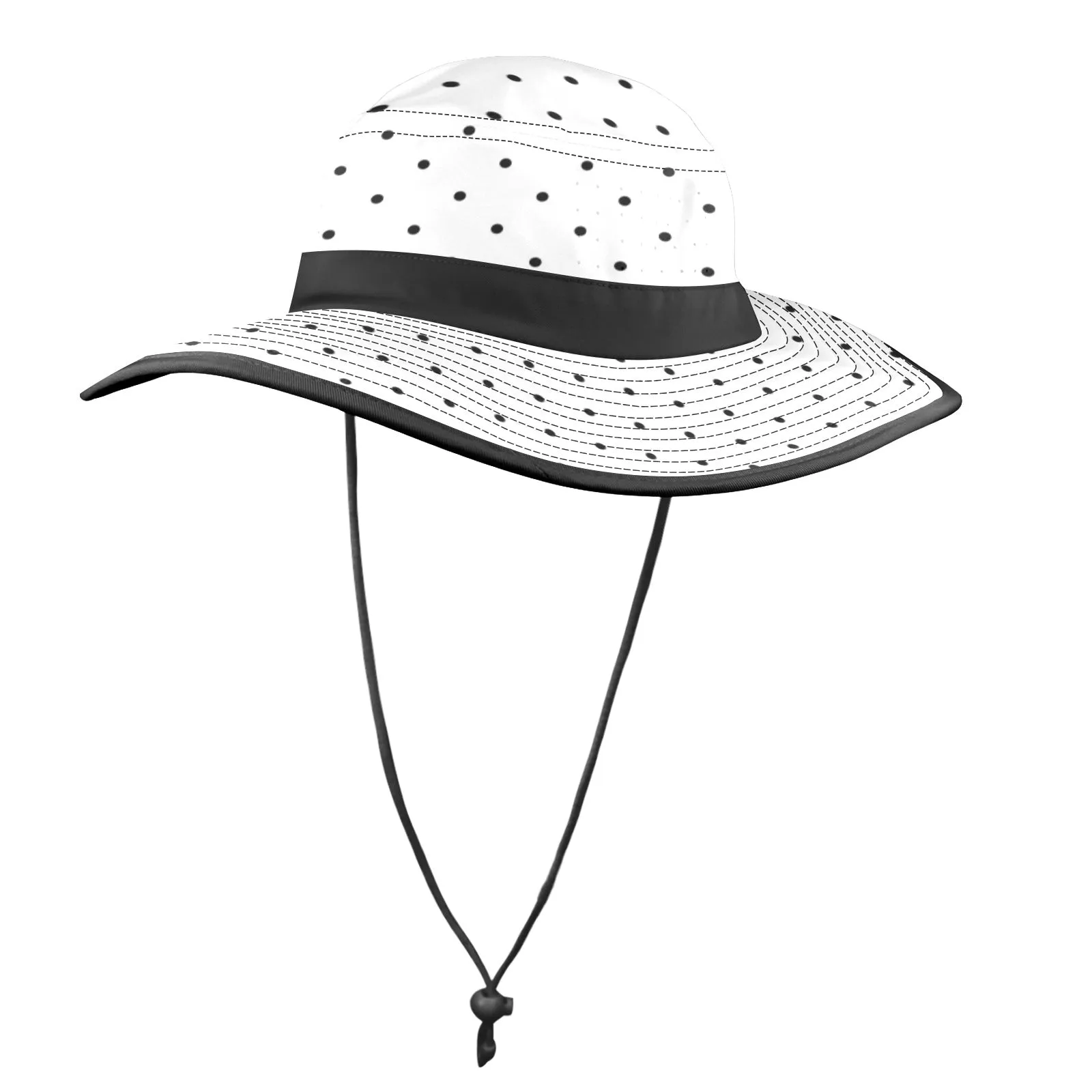 bw polka dot print copy Wide Brim Bucket Hat