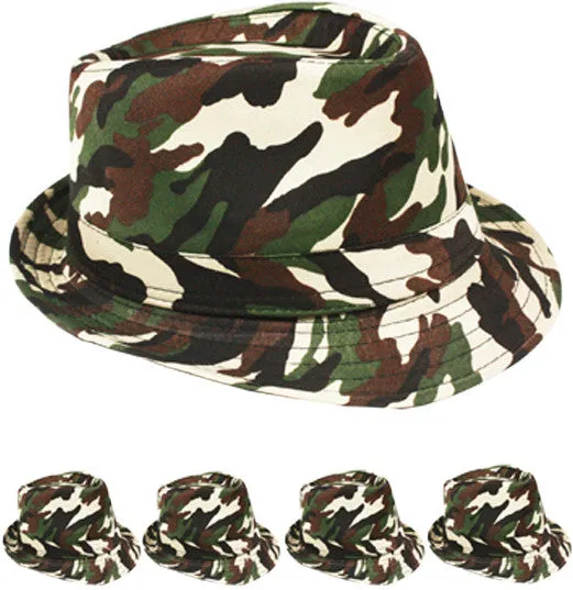 camouflage fedora hat Case of 72