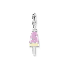 Charm pendant colorful popsicle with white stones silver