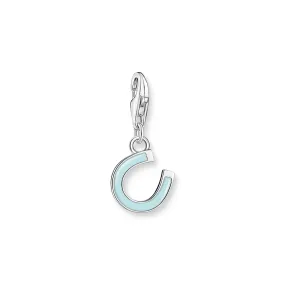 Charm pendant mint green horseshoe silver