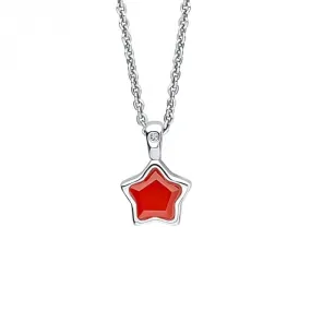 Children's January Red Chalcedony Star And Diamond Pendant P5368R