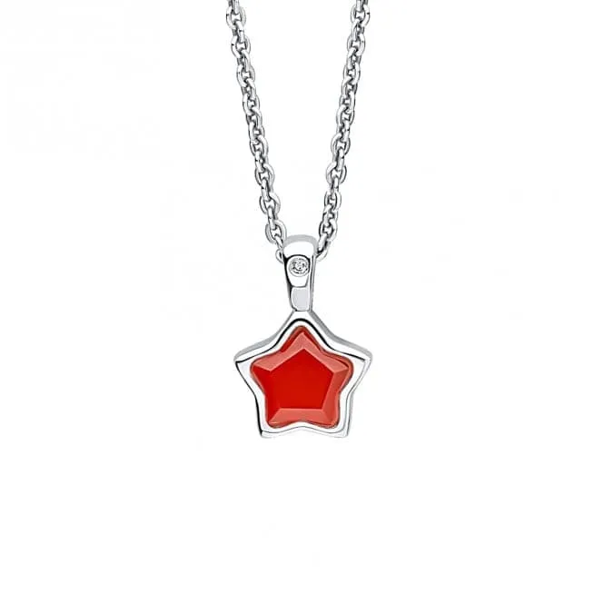 Children's January Red Chalcedony Star And Diamond Pendant P5368R