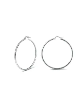 Classic Plain Hoop Earrings, .925 Sterling Silver Nickel Free Hypoallergenic Luxury Thin Hoop Earrings