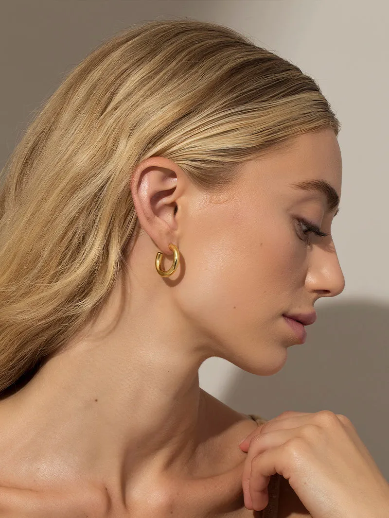 Classic Thick Gold Hoop Earrings