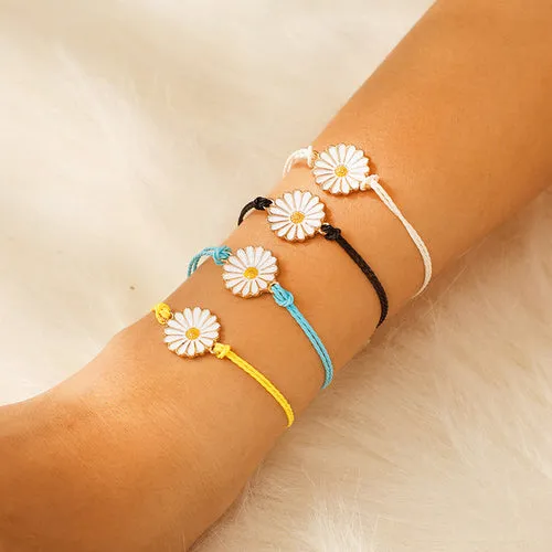 Daisy Flower Charm Bracelet For Women Girls Elegant Sweet