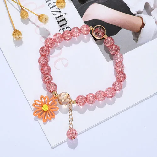 Daisy Flower Charm Bracelet For Women Girls Elegant Sweet