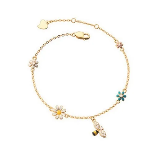 Daisy Flower Charm Bracelet For Women Girls Elegant Sweet