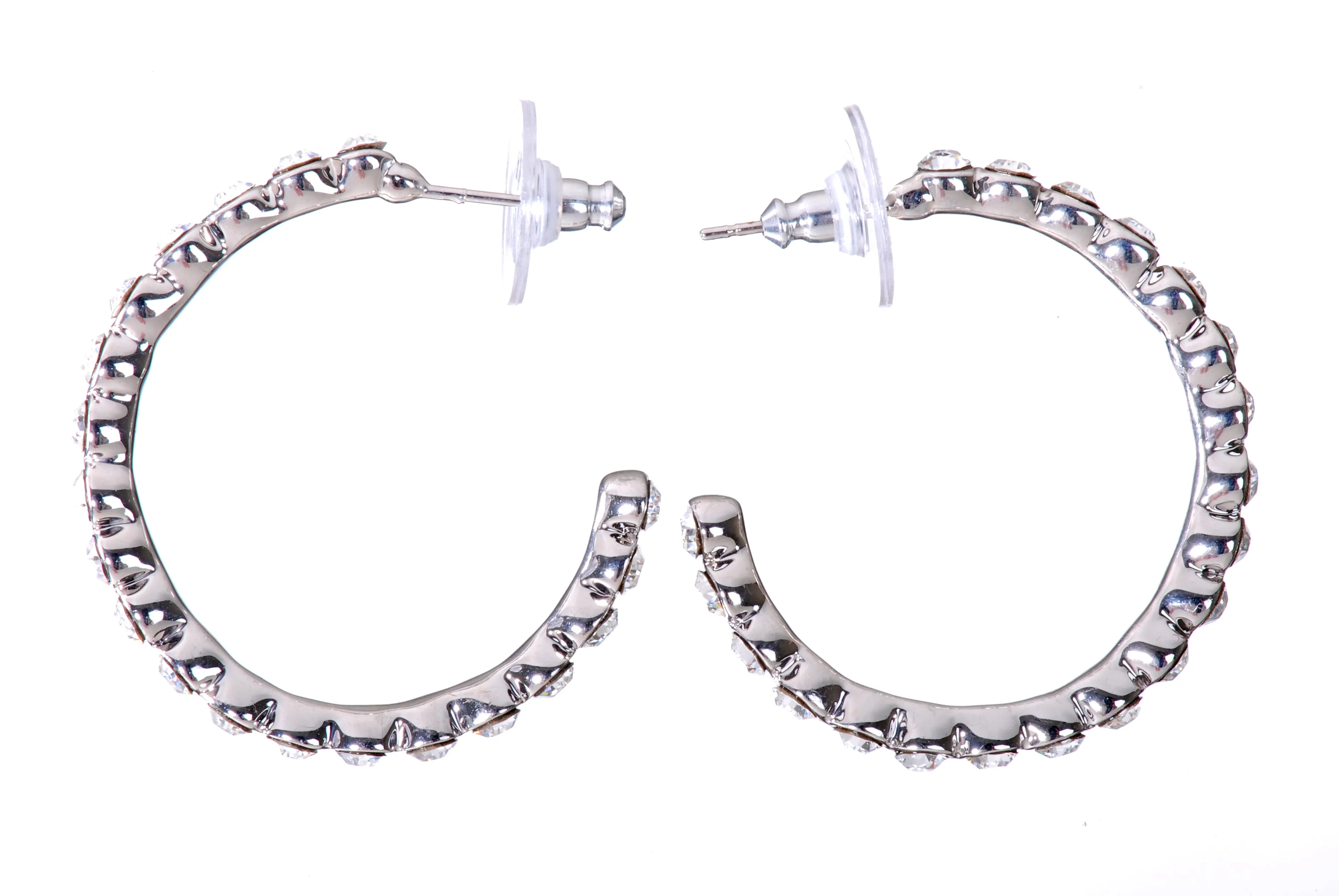 E7201 Swarovski Elements Crystal 1 1/4" Hoop Earrings