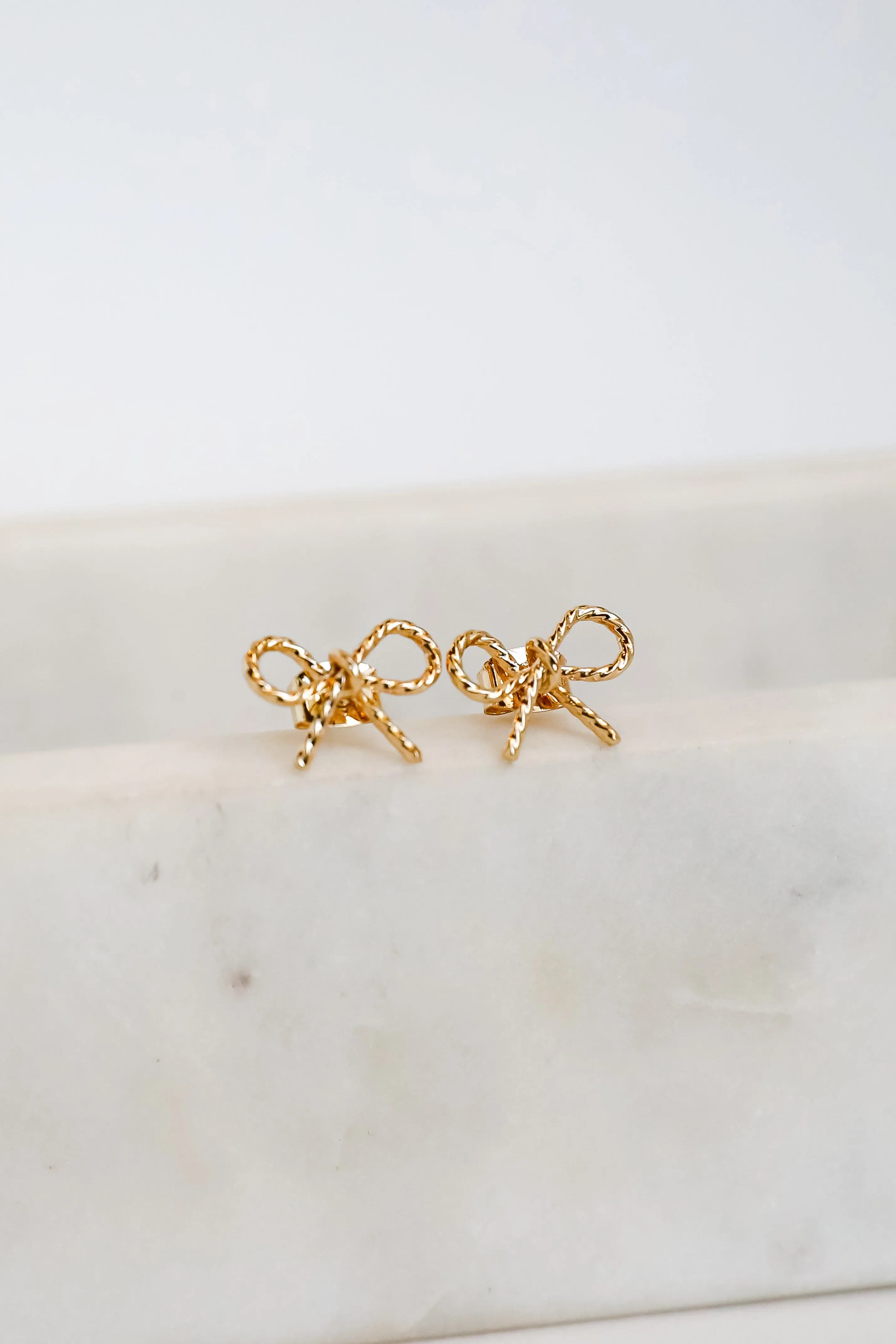 Elaine Gold Bow Stud Earrings