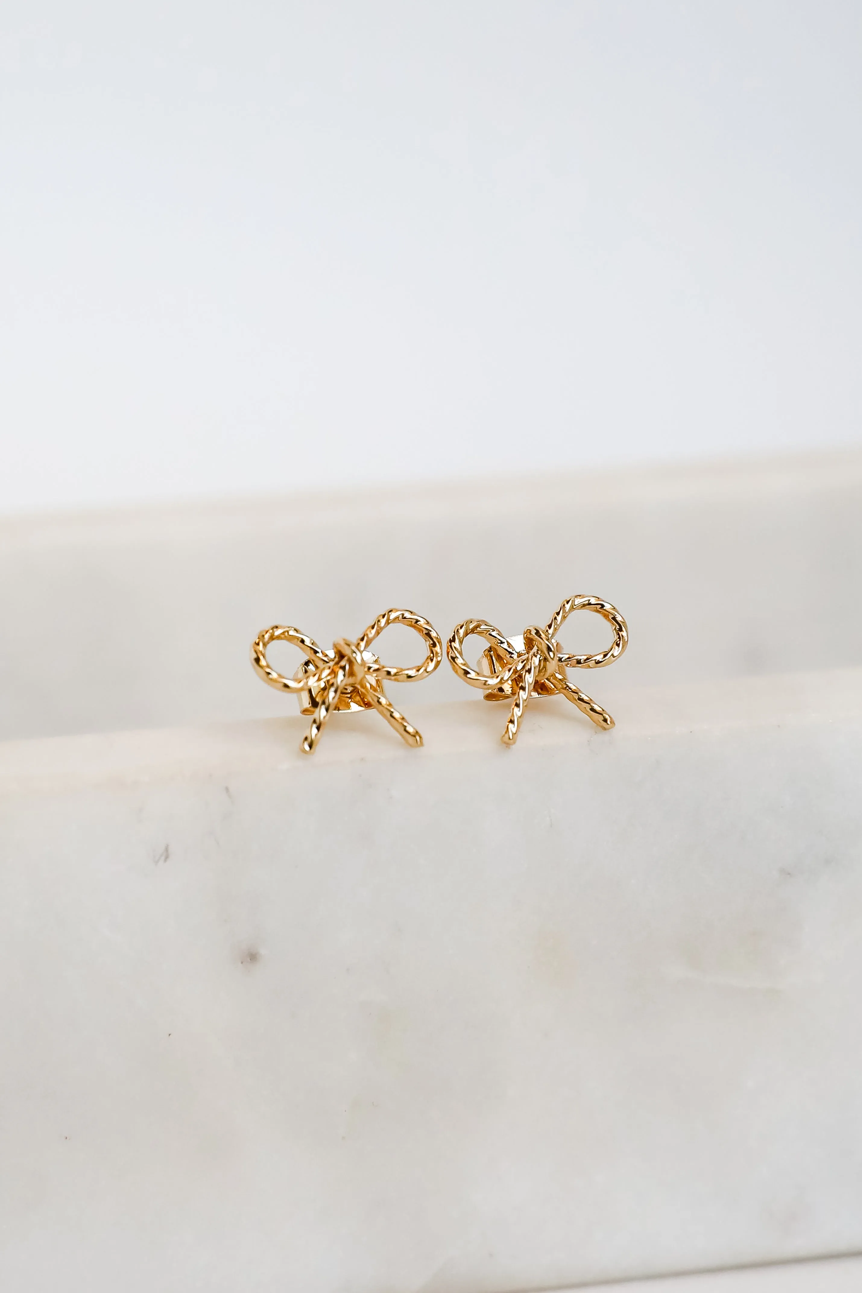 Elaine Gold Bow Stud Earrings